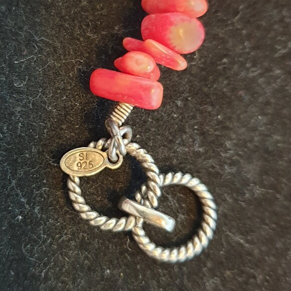 Bold Vintage Indian Genuine Red Coral & 925 Sterling Silver Pendant Necklace - Picture 7 of 16